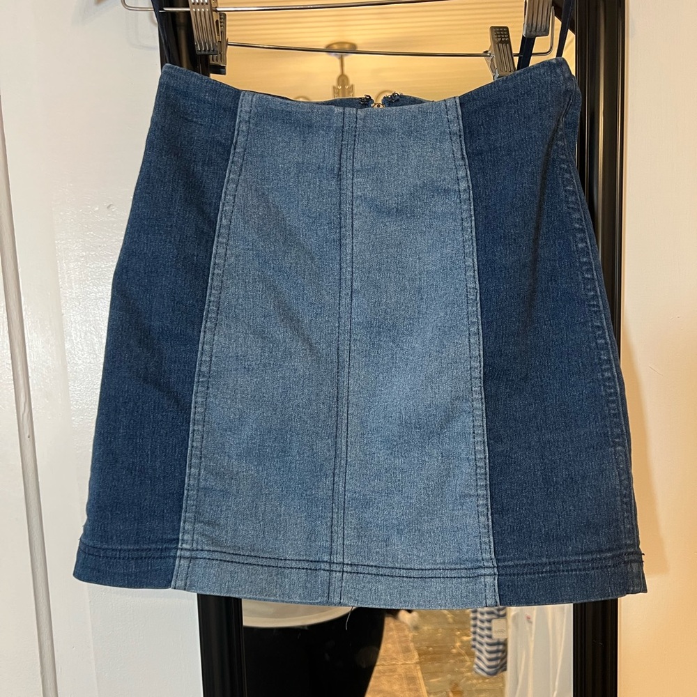 Free People Modern Femme Blue Two-Tone Mini Skirt